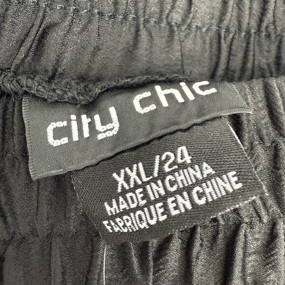 City Chic NEW Silky Pull on Jogger Pants Plus size 24 XXL Black elastic Waist - Picture 12 of 12